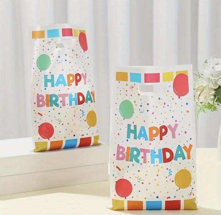 Подарочные пакеты детские для вкусностей Happy Birthday полиэтиленовые 25х16,5 см 10 шт.