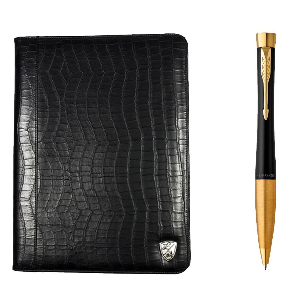 Комплект шариковая ручка Parker URBAN 17 Герб Muted Black и кожаная папка Tonino Lamborghini 47324735 (155724)