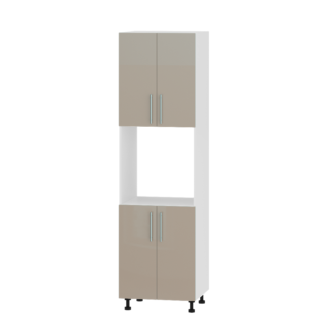 Шкаф кухонный Эверест Акрил модуль Пенал Н77-600 60х57х215 см Норковый глянец/Белый (02269)