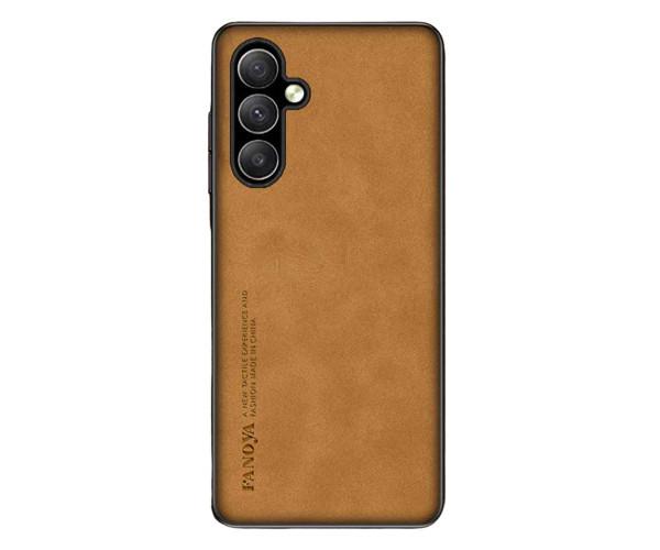 Кожаный чехол - накладка Fanoya для Samsung Galaxy A24 4G Коричневый