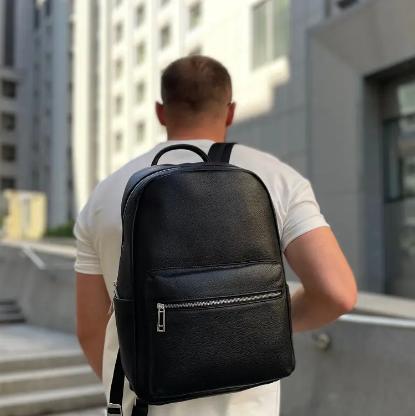 Рюкзак кожаный Tiding Bag 20334 28х39х12 см Черный