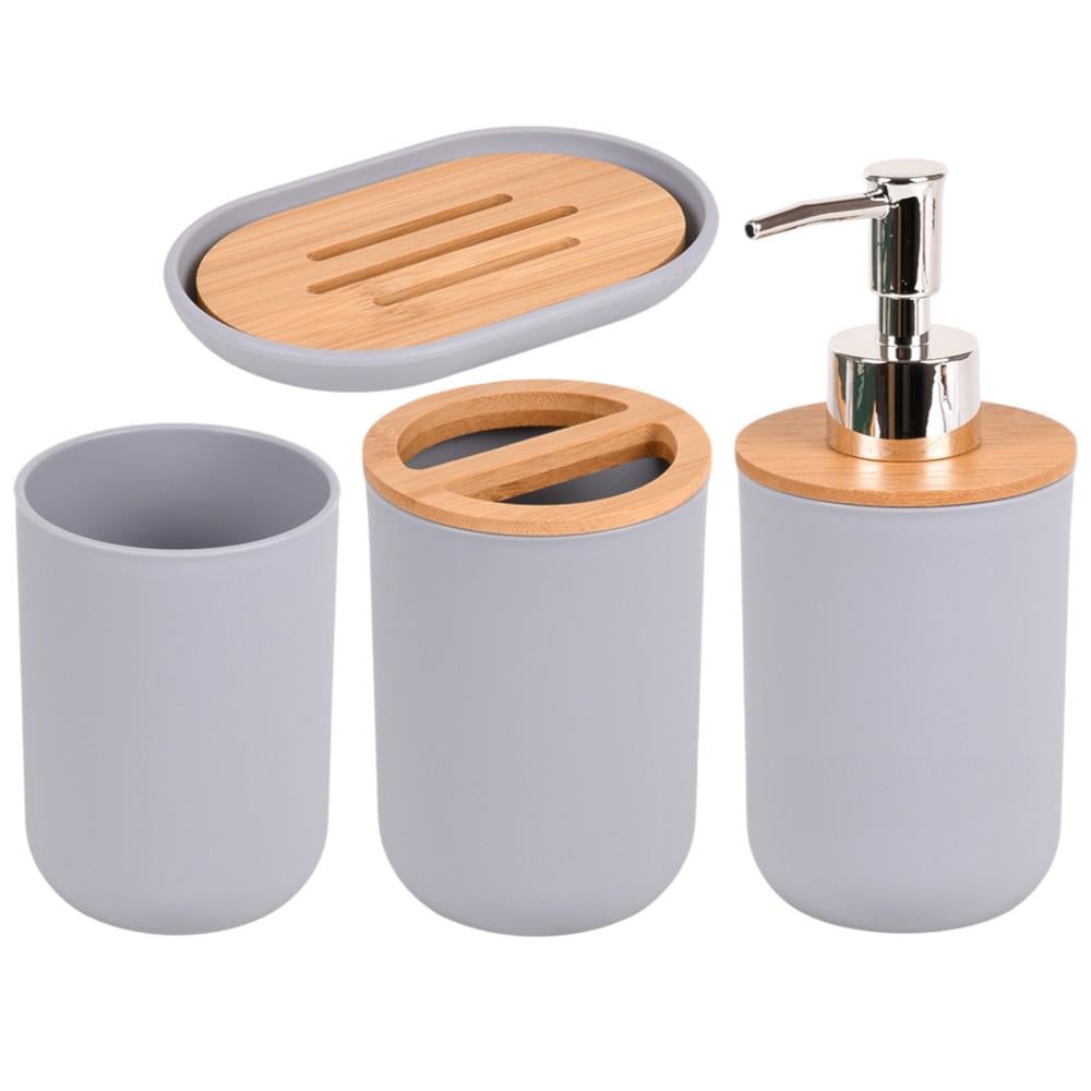 Набор для ванной R34120-S 4 шт. 25х22х7 см Серый (30167561)