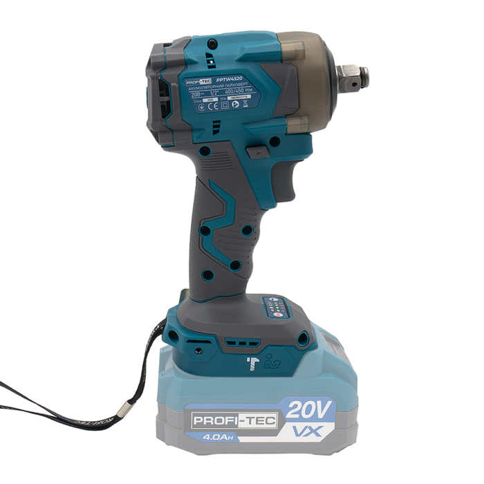 Гайковерт акумуляторний Profi-Tec PPTW4520 20 В безщітковий двигун 400 Нм хвостовик 1/2" (007131) - фото 4