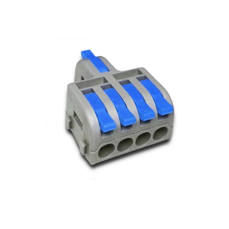 Клемма проходная Tactix 0,08-4 мм2 32А 1-4 наборная 29,7х23х13 мм рычаг крепеж 3,1 мм Синий (DF-14B)