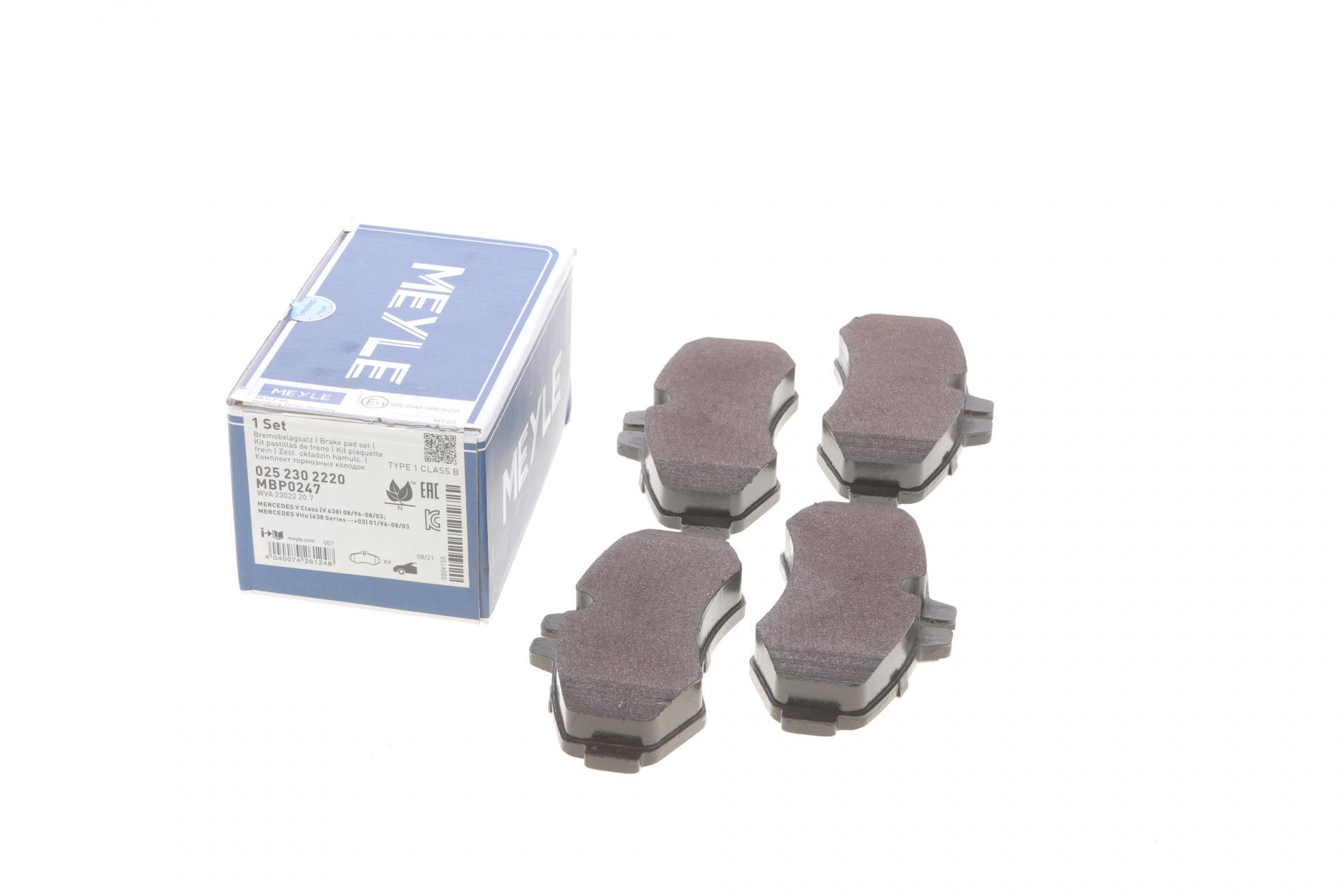 Колодки тормозные передние Meyle для MB Vito W638 96- (025 230 2220)