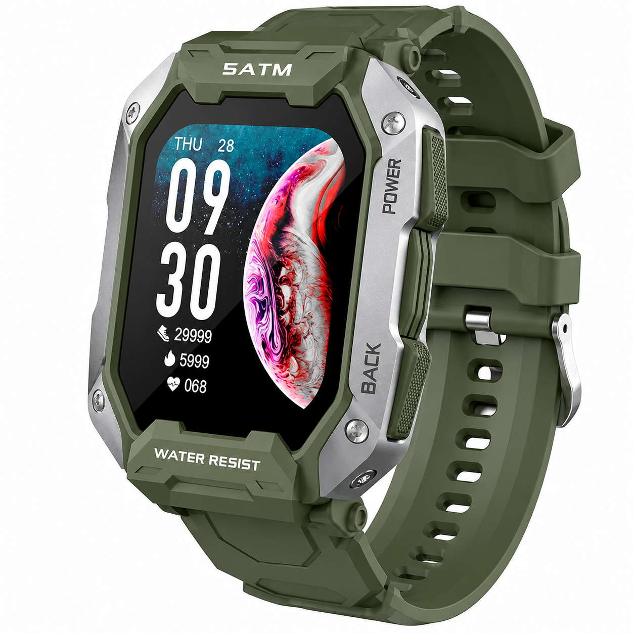 Смарт-часы тактические SATM 5.0 Bluetooth с пульсометром и защитой IP68 Хаки (1011-345-02)