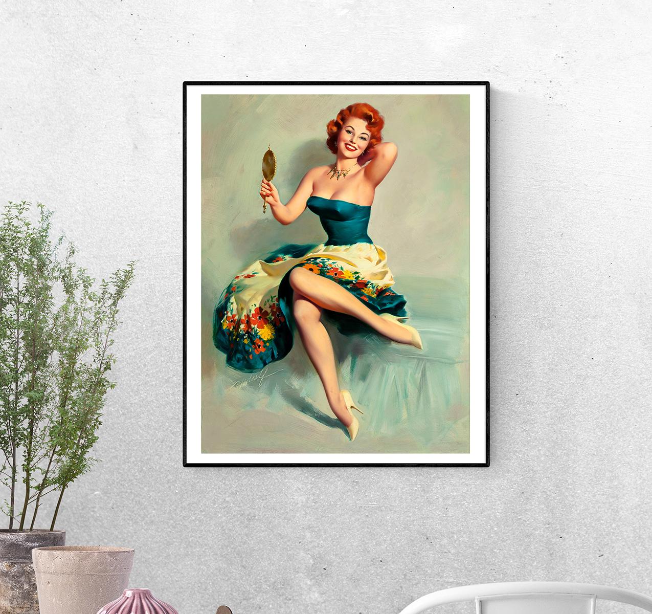 Постер Девушка с зеркалом размер А-1 (pin_up_023000_Poster)