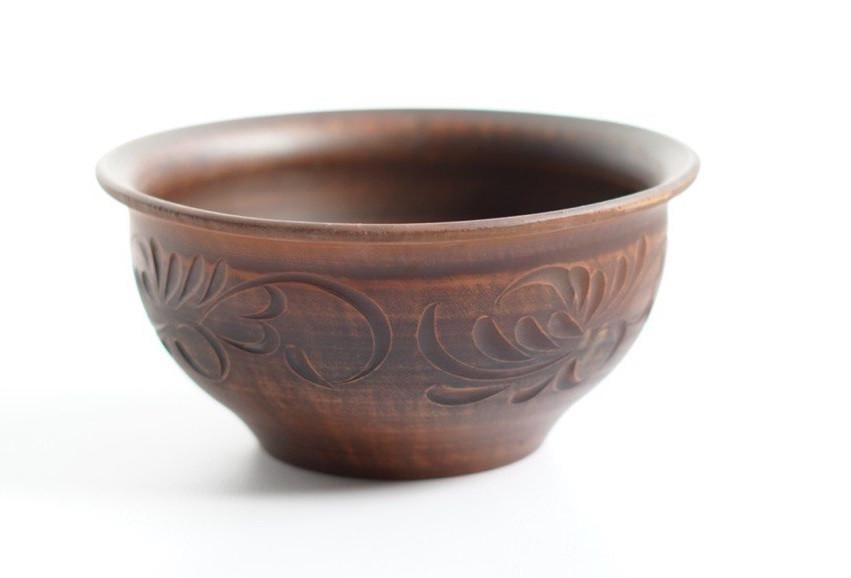 Миска для перших страв з червоної глини з різьбленням 600 мл (2420929194)