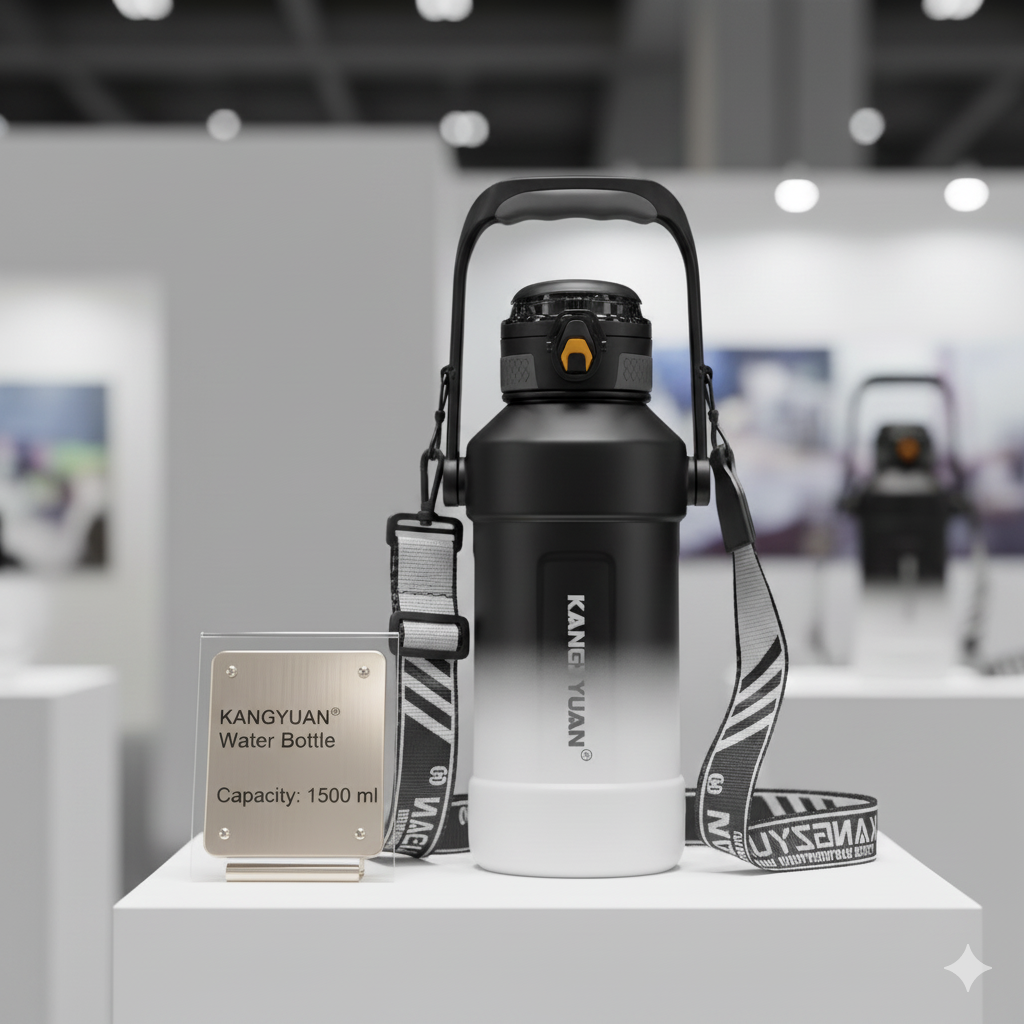 Термос із нержавіючої сталі KANGZYUAN із подвійною стінкою вакуумний 1500 мл градієнт Чорний (2458452256) - фото 2