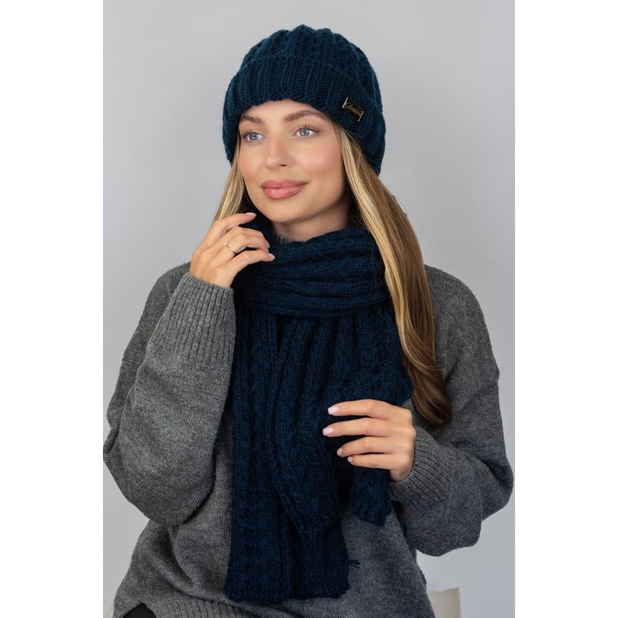 Комплект женский шапка утепленная флисом с шарфом Braxton 5306-1 One size Джинс (275672)