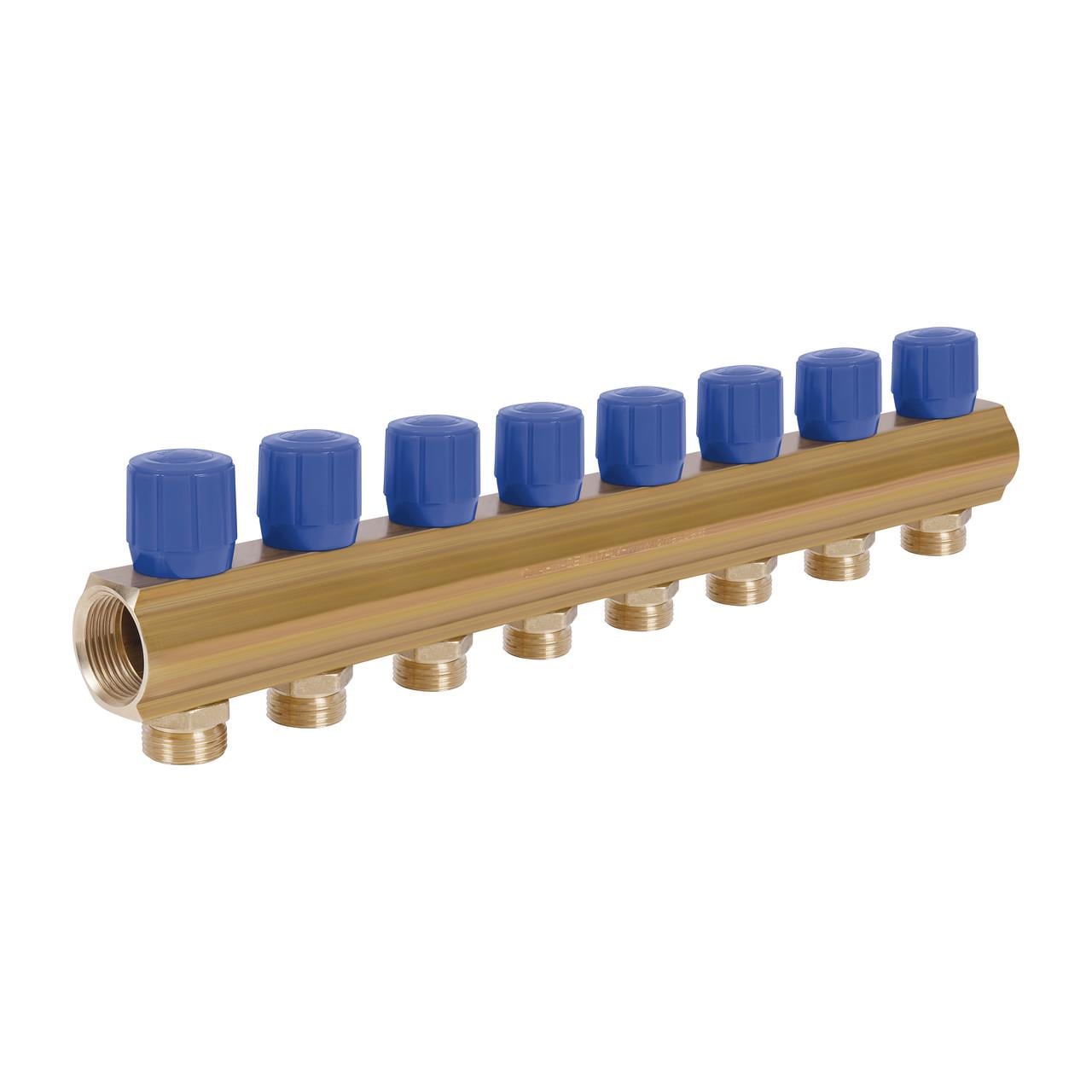 Коллектор ICMA №1105 с регулировочными вентилями 1" 8 выходов Blue (2608668156)