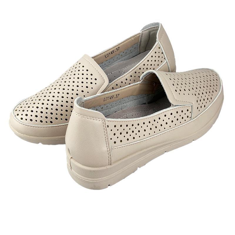 Мокасини жіночі перфорована шкіра 11049 p. 37 23,5 см Бежевий - фото 3