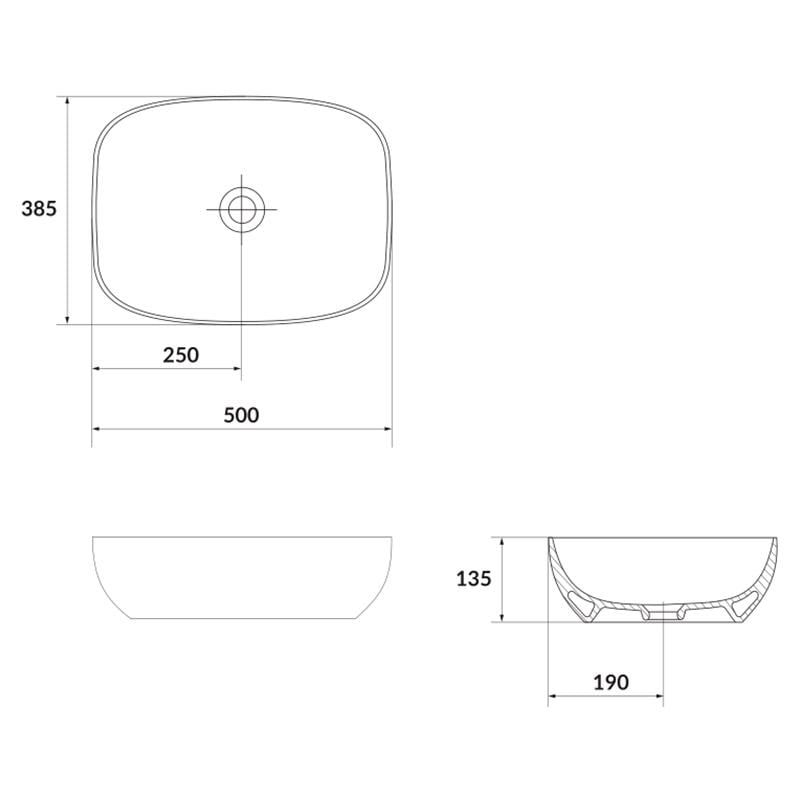 Умывальник на столешницу Cersanit Larga прямоугольный 50х38 см Белый матовый (K677-016) - фото 3 Умывальник на столешницу Cersanit Larga прямоугольный 50х38 см Белый матовый (K677-016) - фото 3