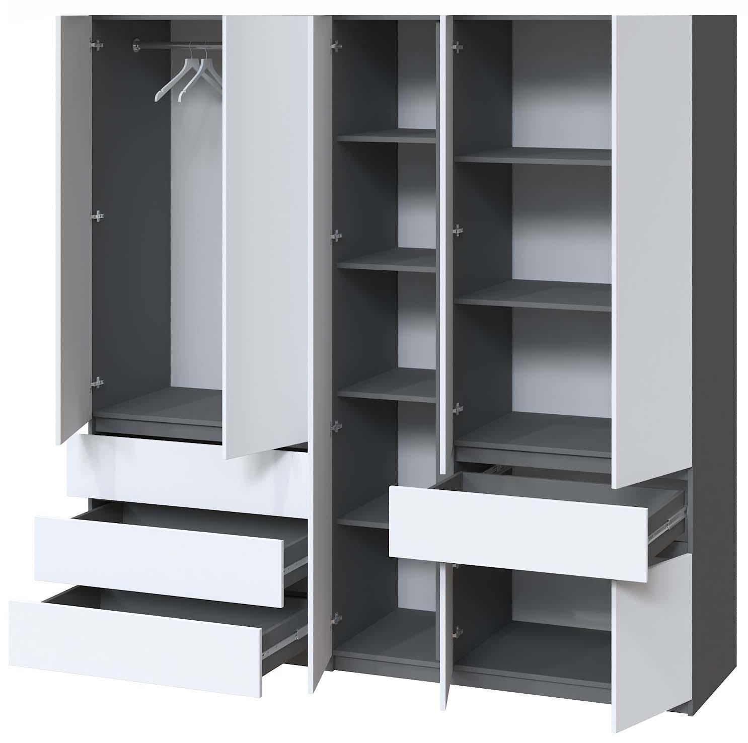 Шкаф с ящиками Мастер Форм Брайт 2121х520х2000 мм Антрацитовый/Белый (32121)