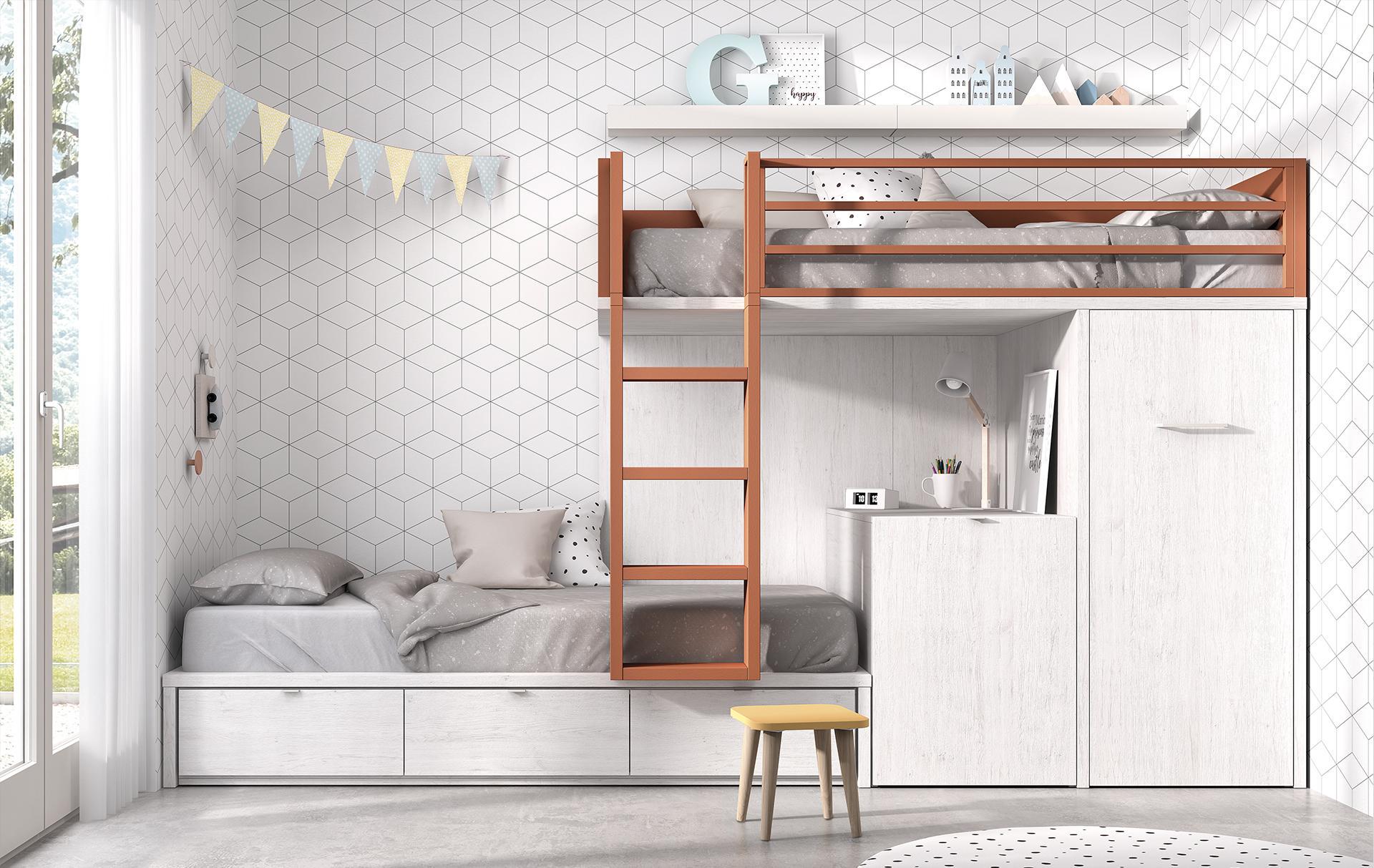Кровать двухъярусная Fmebel Ла-Пас со шкафом и столом 90x200 см