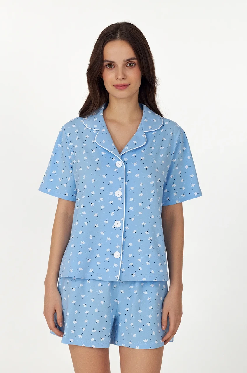 Пижама женская рубашка с шортами ELLEN SUMMER SONG LPK 5170/14/01k 2XL Голубой (LPK 5170/14/01)
