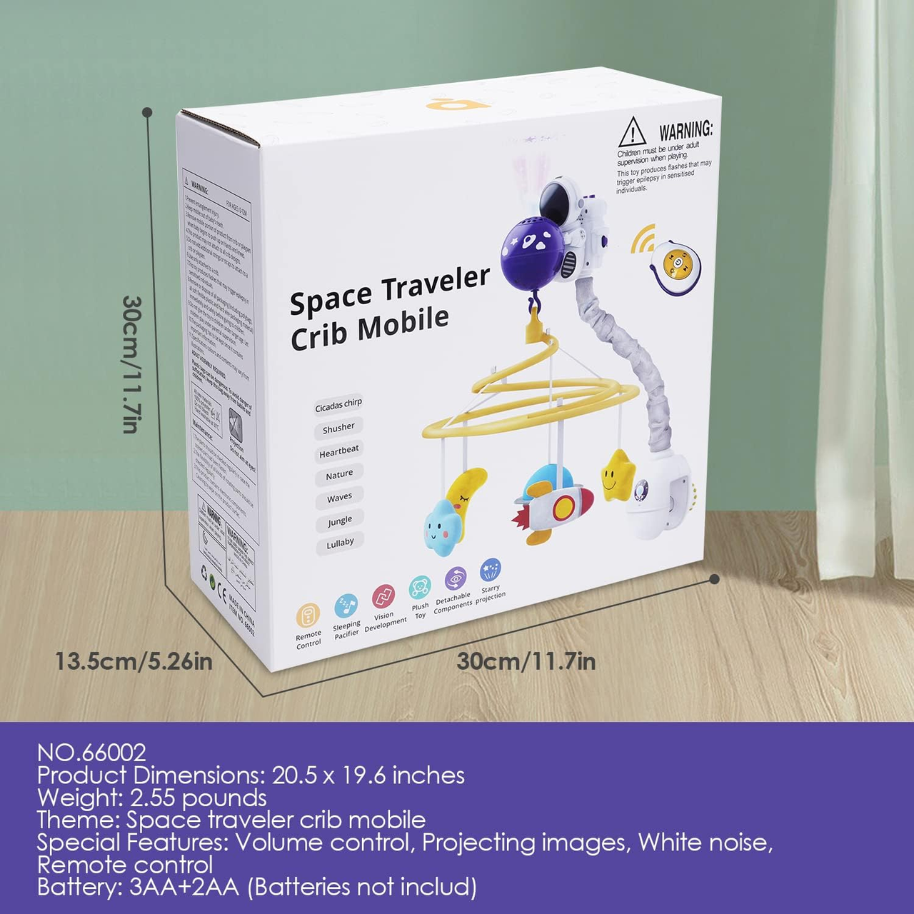 Мобиль-ночник музыкальный проектор 66002 карусель с пультом Космонавтик (2475753918) - фото 9 Мобиль-ночник музыкальный проектор 66002 карусель с пультом Космонавтик (2475753918) - фото 9