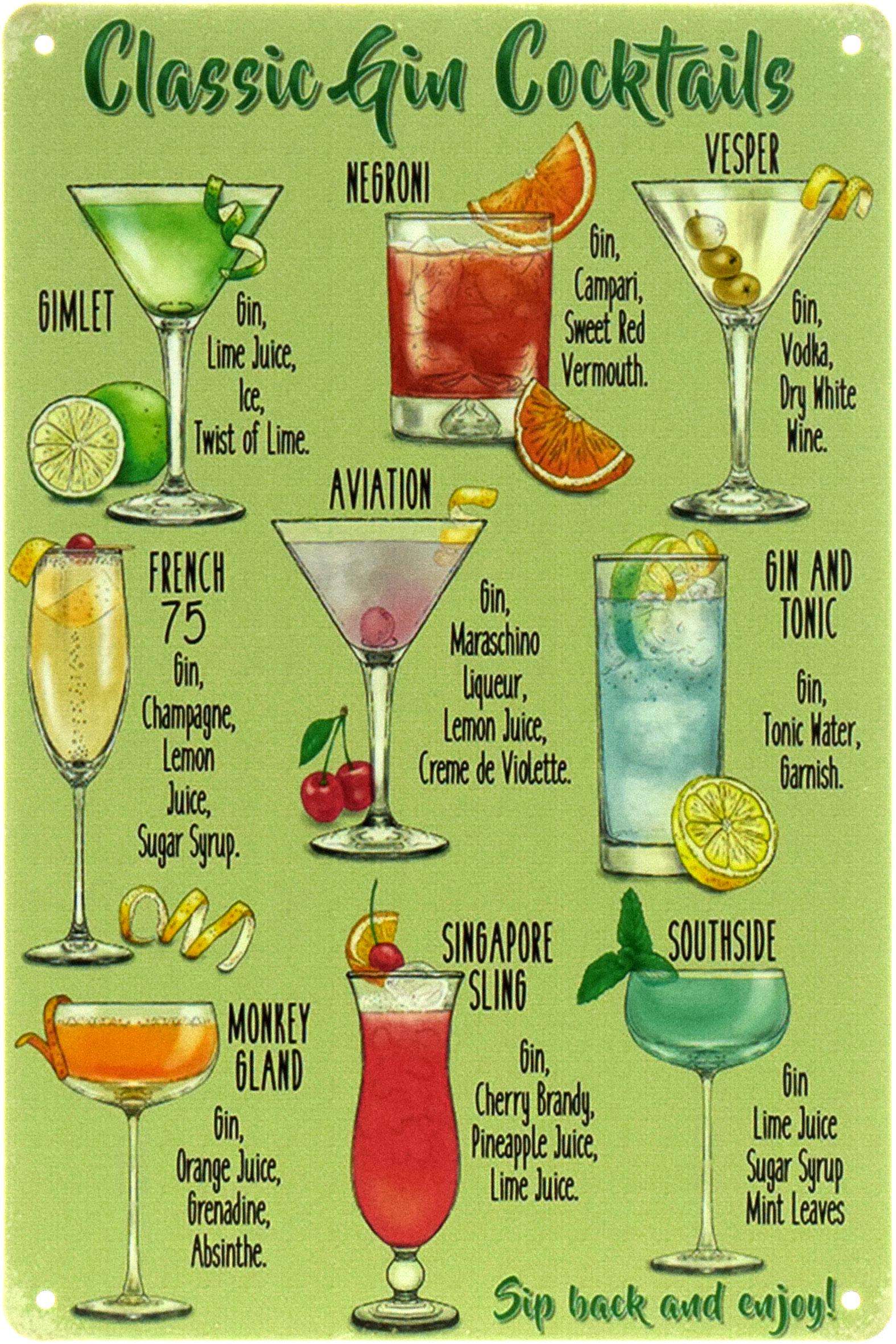 Табличка металева "Classic Gin Cocktails" 20x30 см (ms-104514) Табличка металева "Classic Gin Cocktails" 20x30 см (ms-104514)