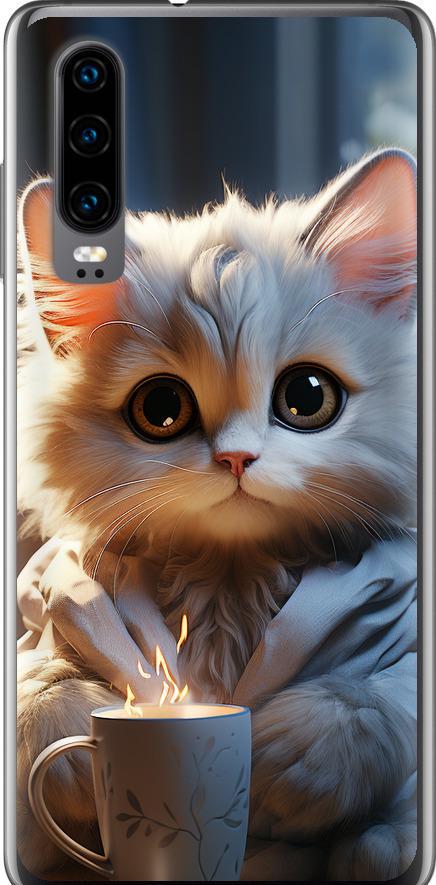 Чохол на Huawei P30 Білий кіт (5646u-1622-42517)