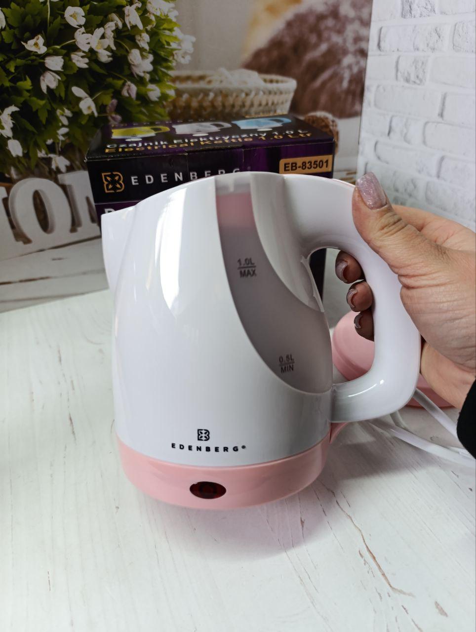 Електрочайник Edenberg EB-83501-P 1 л 1100 Вт Біло-рожевий - фото 3 Електрочайник Edenberg EB-83501-P 1 л 1100 Вт Біло-рожевий - фото 3