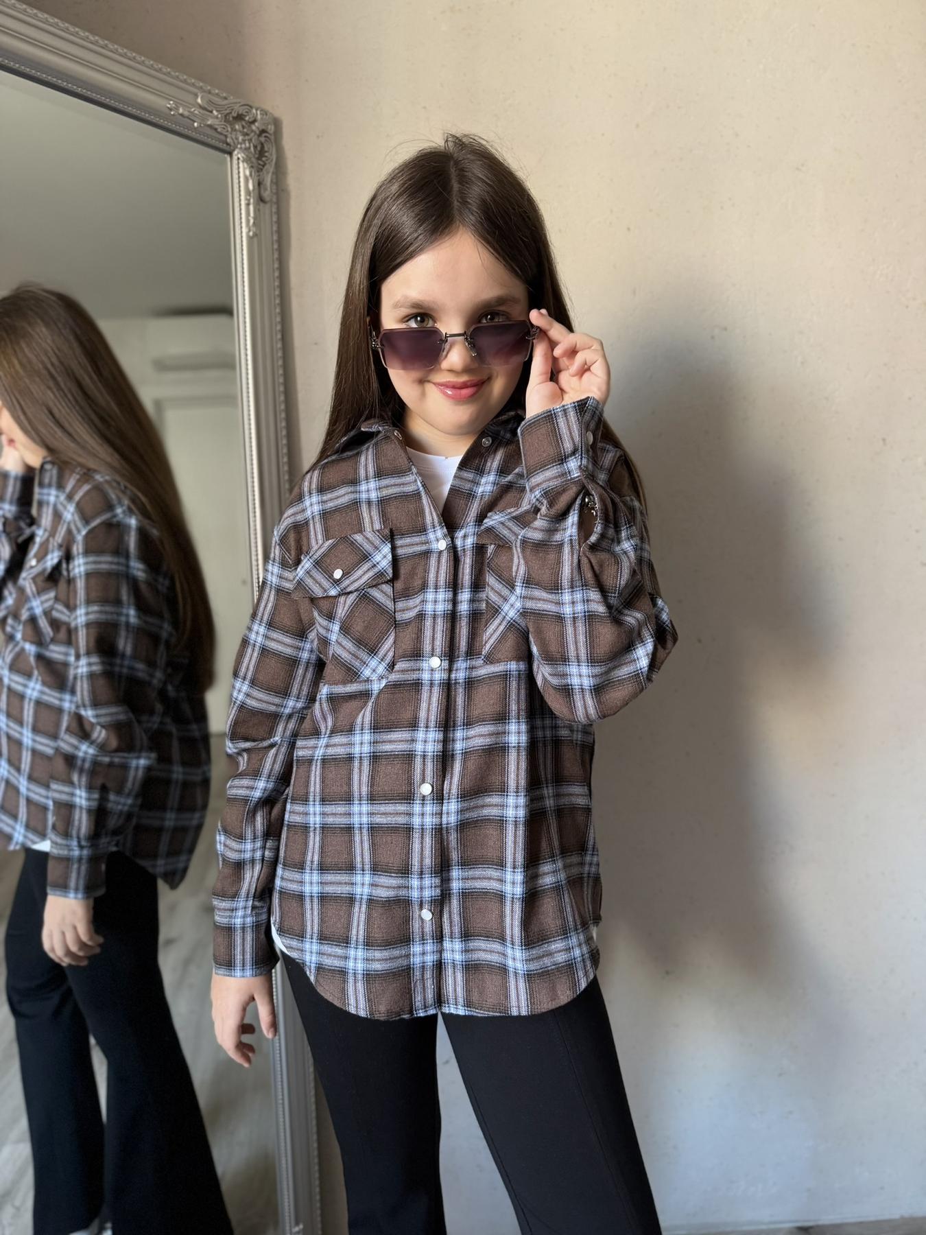 Рубашка подростковая для девочки из фланели IRmAS 1351 146 см Шоколадный