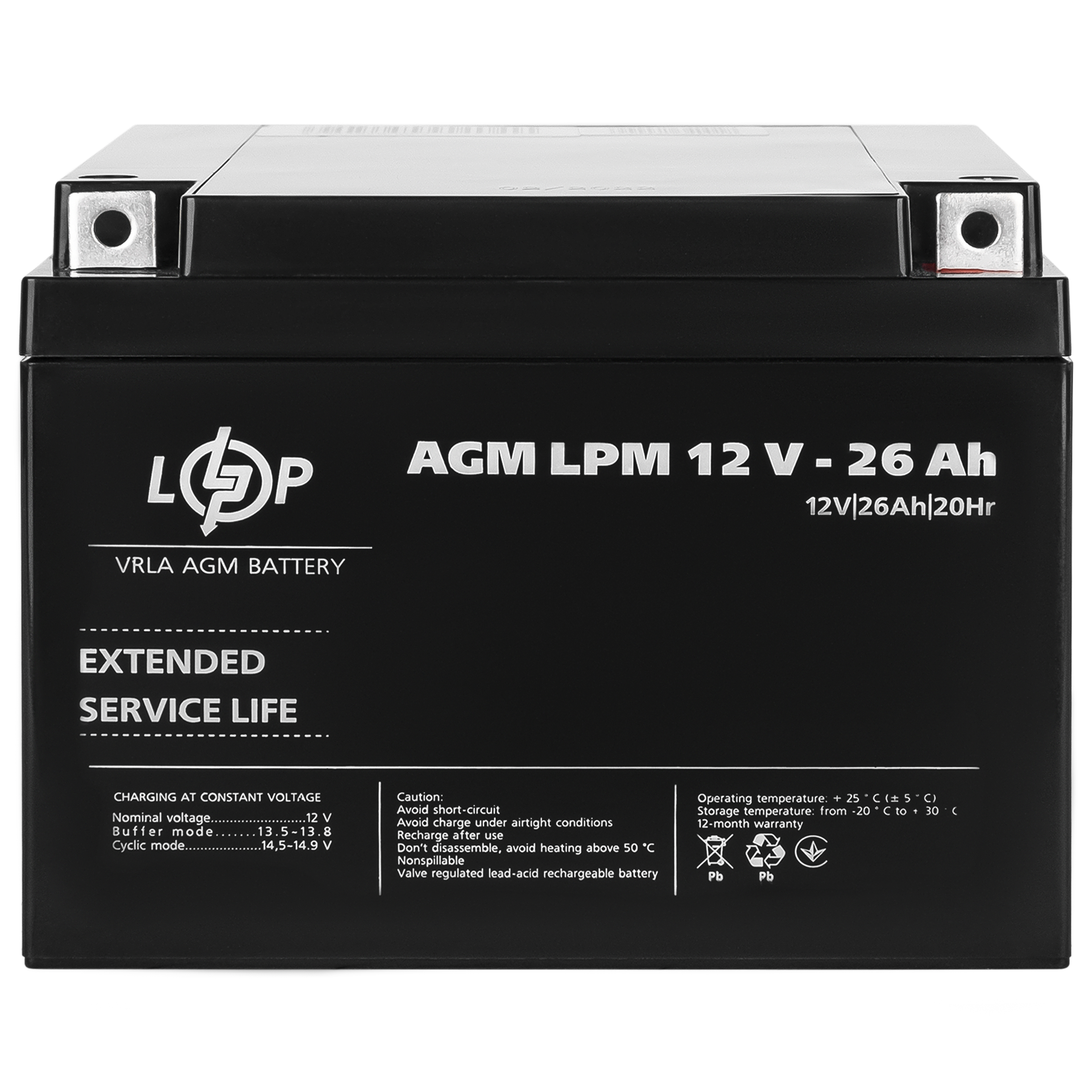 Аккумулятор LogicPower AGM LPM 12V 26 Ah (4134) - фото 4