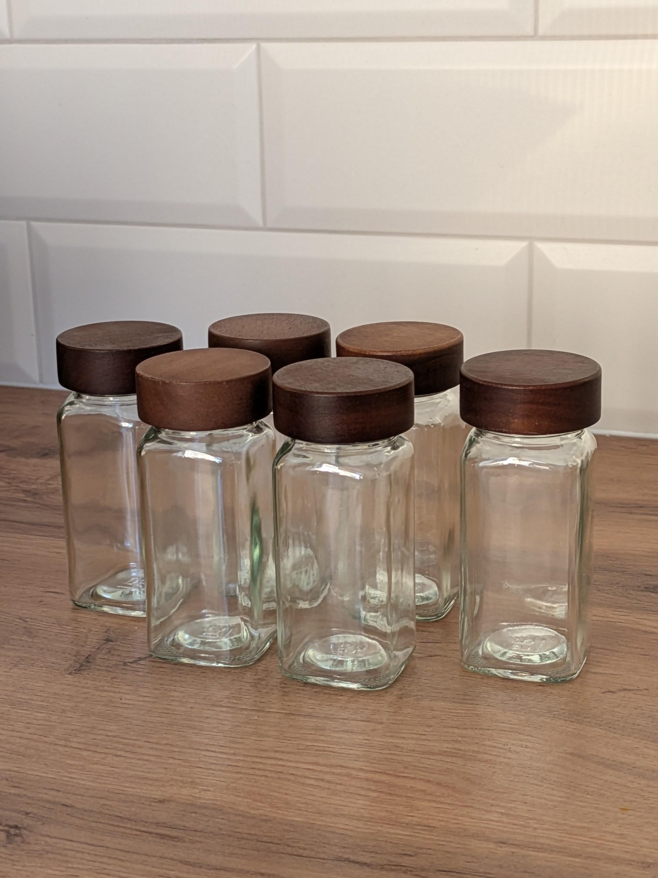 Набор стеклянных емкостей для специй с деревянными крышками 12 шт. (32464359)