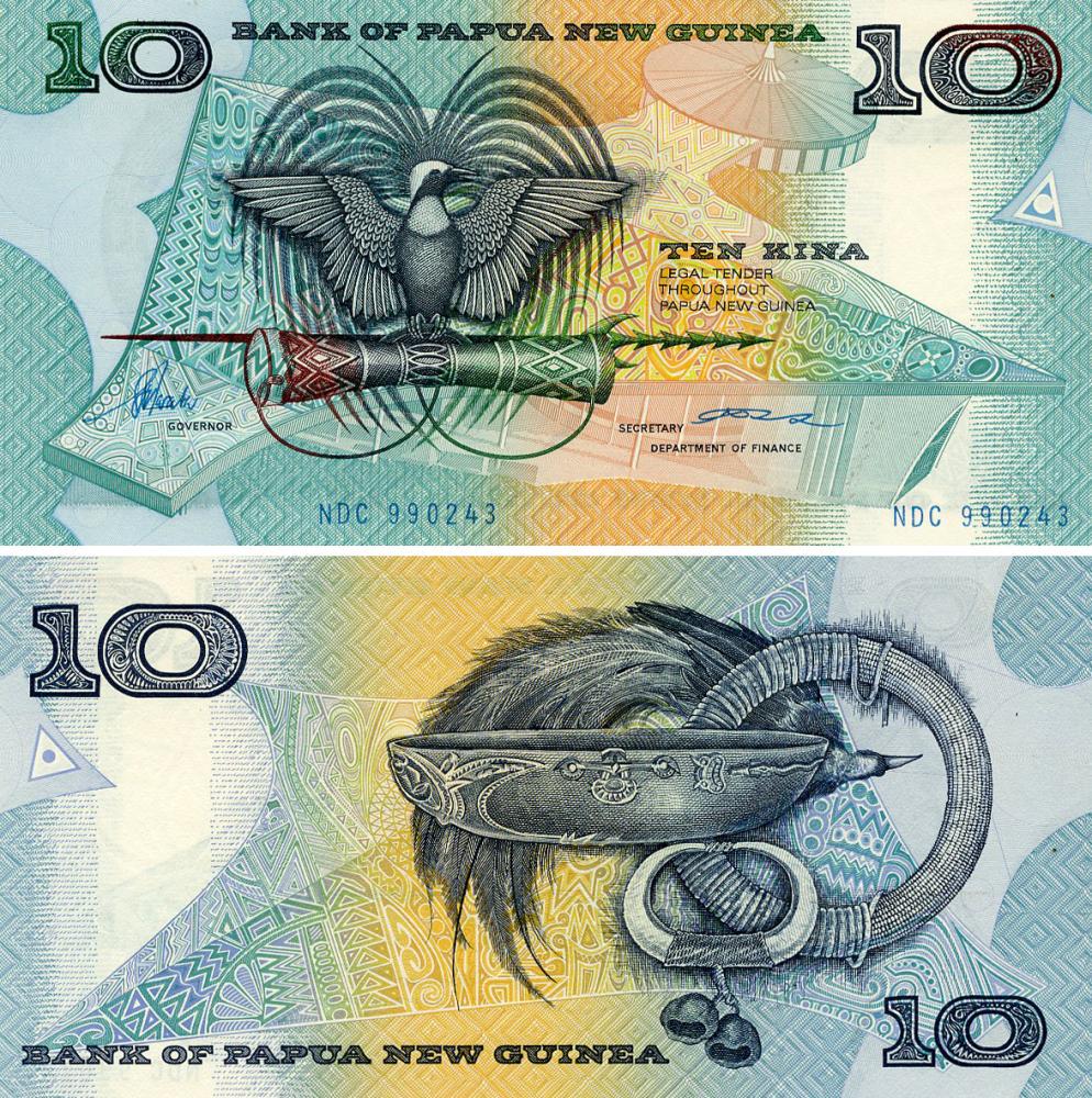Коллекционная банкнота Папуа-Новая Гвинея 10 кин 1995 UNC P9c (Б23099)