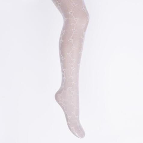 Колготки детские капроновые Katamino 40 Den ажурные с рисунком в сердечки 122-128 см Белый (32410281)
