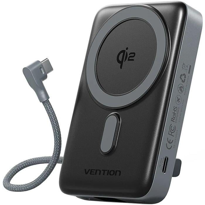 Повербанк Vention Magnetic Wireless 10000 mAh 35W PD со встроенным кабелем USB-C Grey (FKHH0) Повербанк Vention Magnetic Wireless 10000 mAh 35W PD со встроенным кабелем USB-C Grey (FKHH0)
