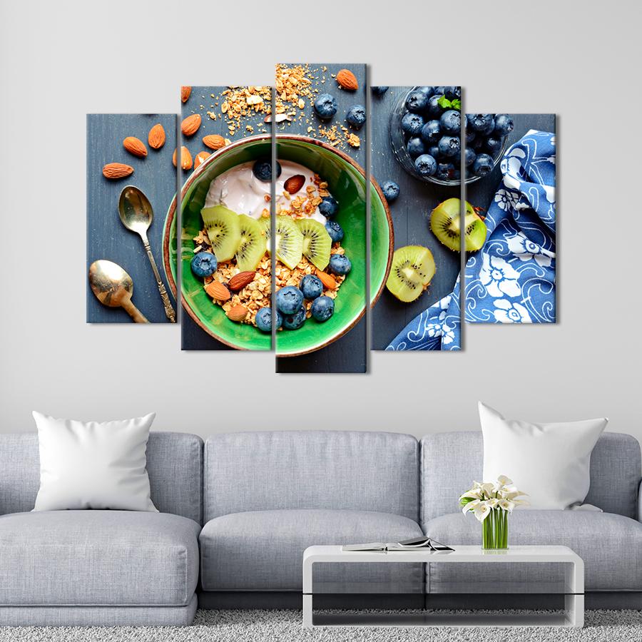 Настенний декор Полезный завтрак с мюслями йогуртом фруктами орехами и ягодами 112x68 см (A269-5)