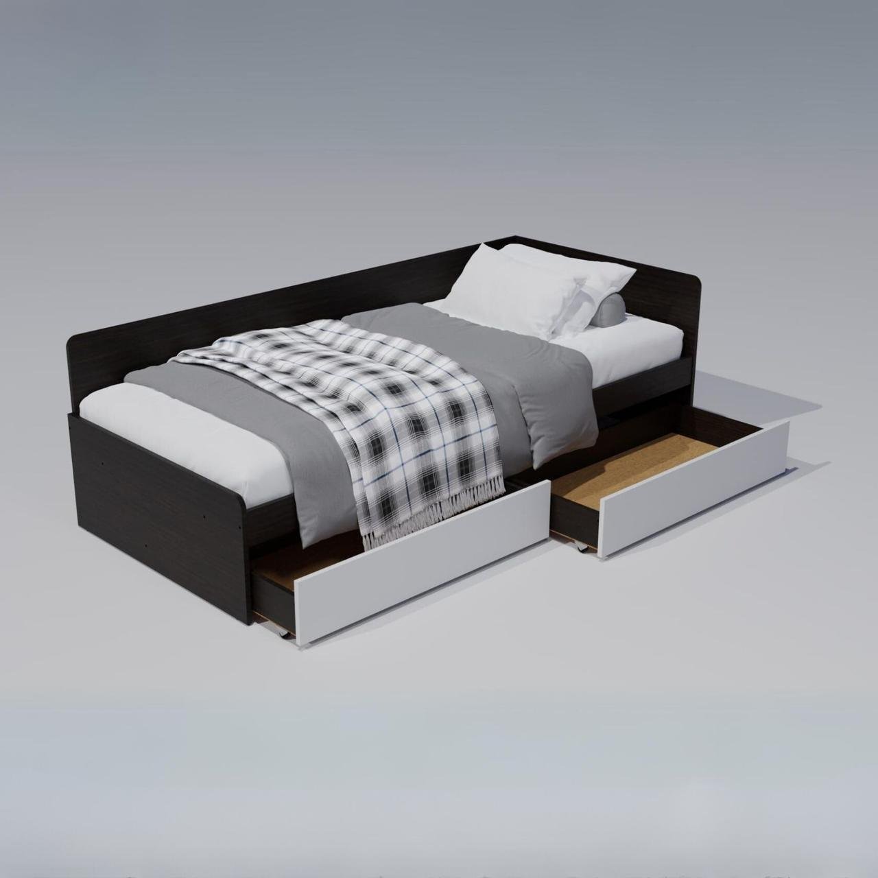 Кровать Эверест Соната-800 сплошной щит с ящиками 80x190 см Венге/Белый (ЕВ20243) - фото 7 Кровать Эверест Соната-800 сплошной щит с ящиками 80x190 см Венге/Белый (ЕВ20243) - фото 7