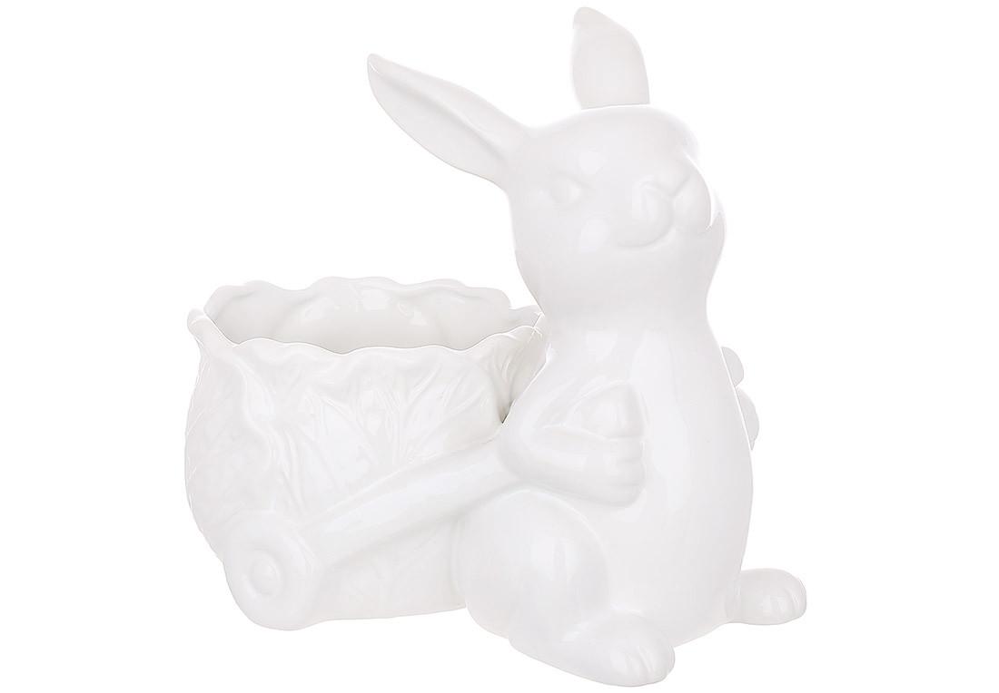 Кашпо декоративне BonaDi Зайка з візком капустою керамічне (928-120)