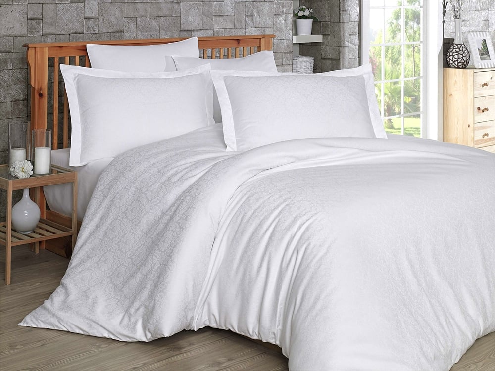Комплект постельного белья Hobby Exclusive Sateen Diamond Damask 200х220 см Белый