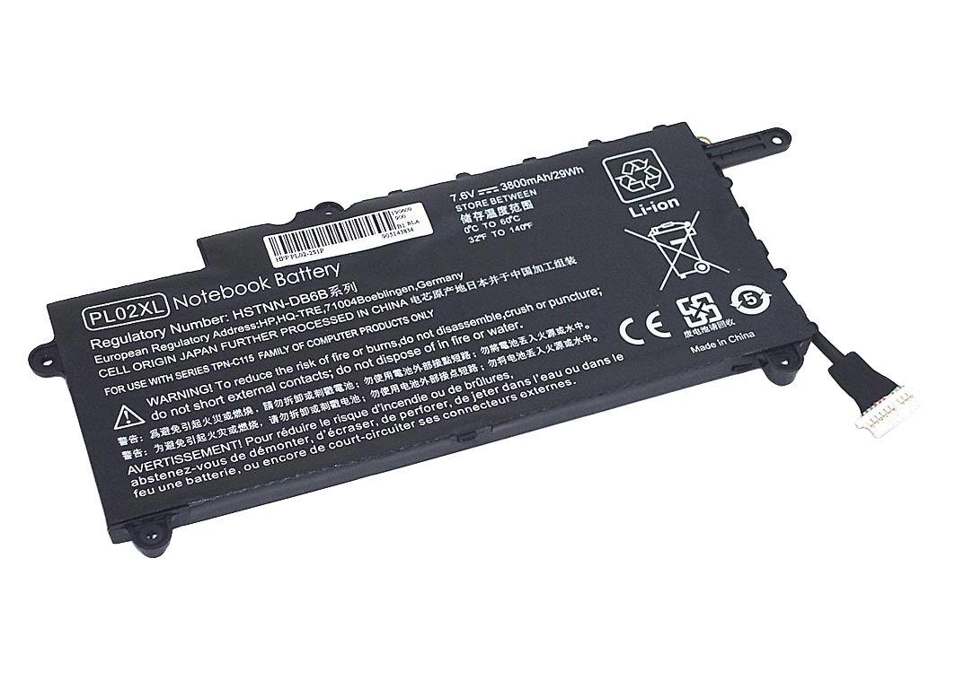 Батарея аккумуляторная для ноутбука HP PL02 Pavilion 11 7,6 V 3800 mAh OEM Black (col79010821) - фото 1