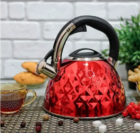 Чайник зі свистком для індукційної плити Edenberg EB-8833 з нержавіючої сталі 3 л Червоний (2530556663) - фото 2