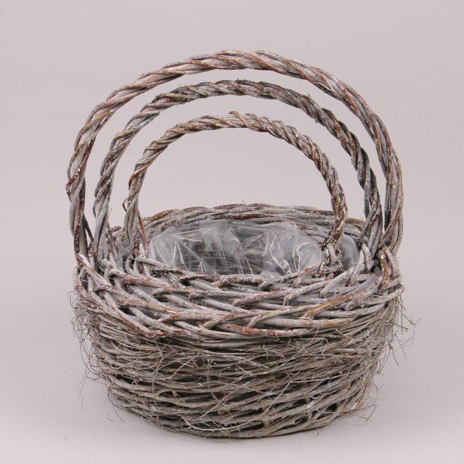 Комплект корзин из лозы Flora d 25/33/38 см 3 шт. Серый (39660)