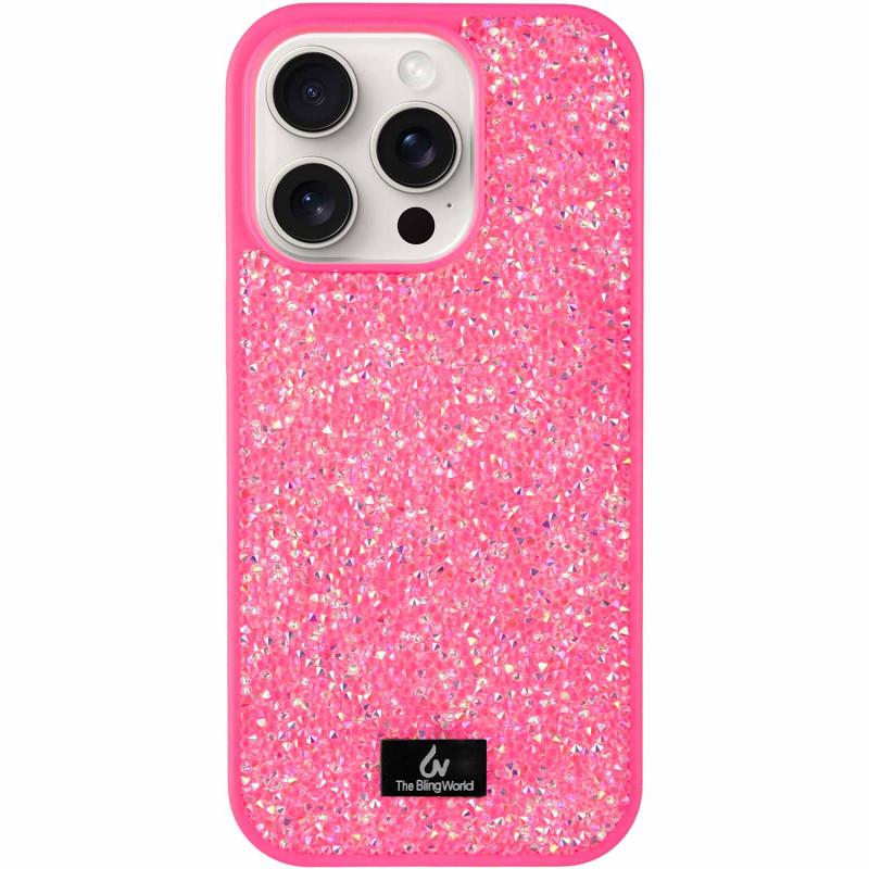Противоударный  TPU чехол Bling World Rock Diamond для Apple iPhone 16 Pro Max (6.9") Ярко-розовый