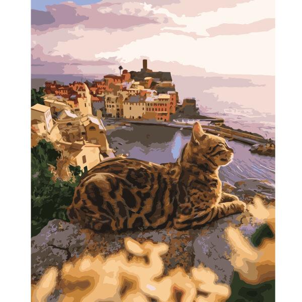 Набор для росписи по номерам Strateg Величественный кот 40х50 см (VA-2965-mt)