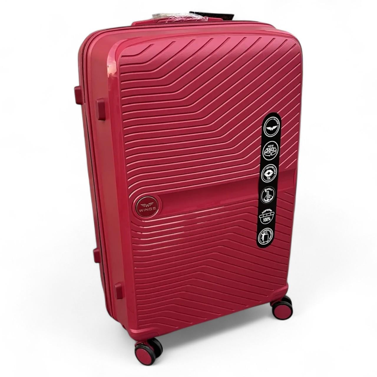 Чемодан Wings DQ181-04 полипропилен на 4-х колесах с кодовым замком L 96 л Red (S_DQ181-04RedL)