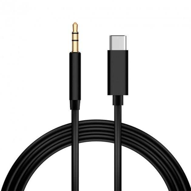 Аудіо-кабель AUX SUNROZ USB Type-C-3,5 мм TRS 0,8 м Black (A48361)