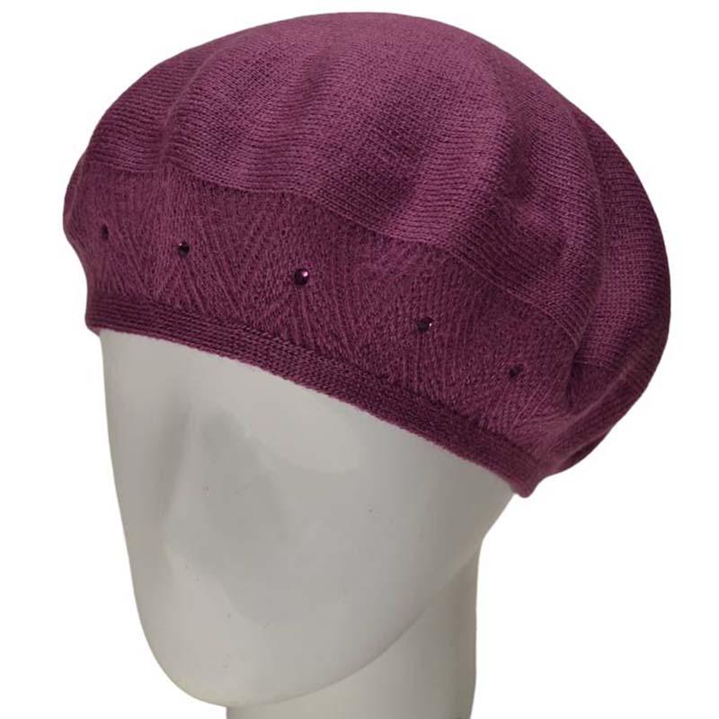Берет женский Lirus Ника двойной шерстяной тонкой вязки Сиреневый (111636)