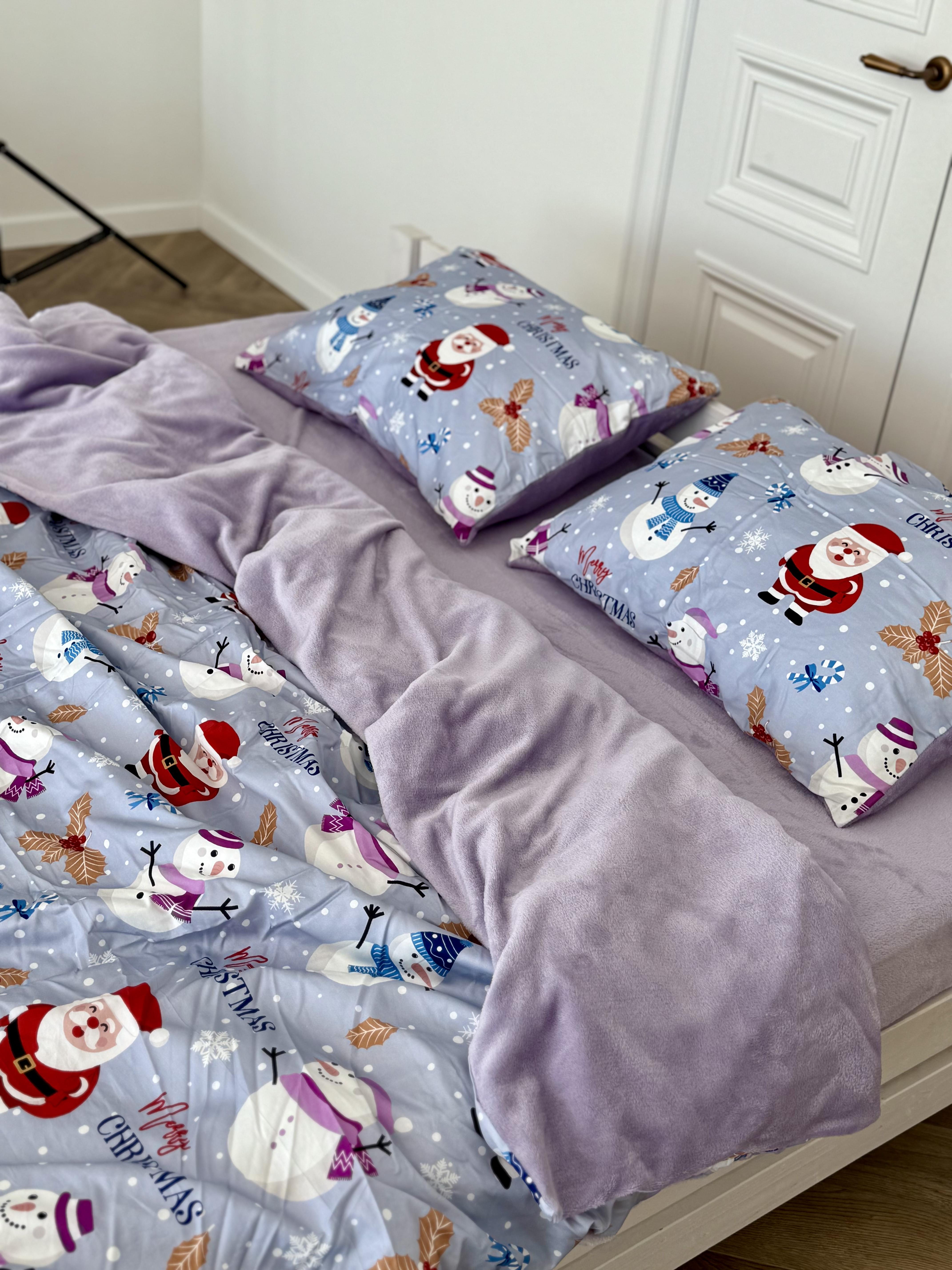 Комплект постельного белья Снежный Карнавал плюш/сатин полуторный/наволочки 50х70 см (9032)