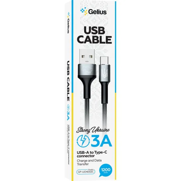 Кабель USB Gelius Strong Ukraine Cable USB to Type-C GP-UCN002C 3A 1,2 м Black - фото 3