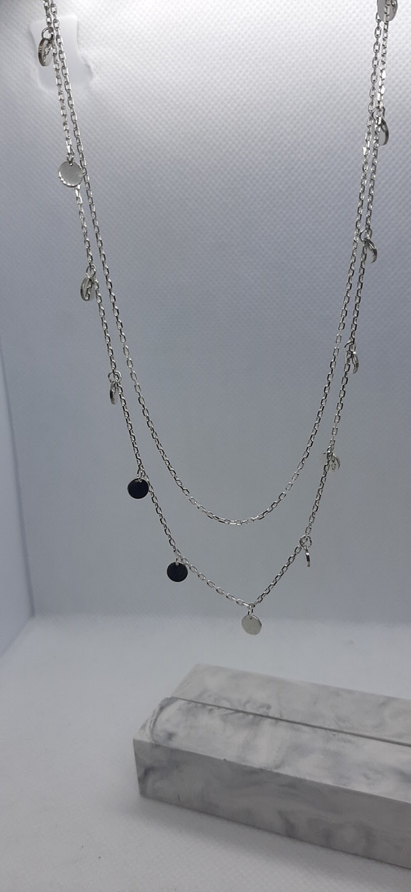 Срібне кольє ланцюжок регулюється з монетками подвійне 925 проби (2823552298)