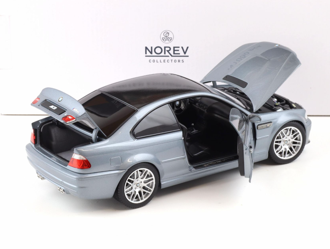 Модель автомобиля Norev 1:18 BMW M3 CSL E46 Coupe 2003 Grey Metallic (183016) - фото 3 Модель автомобиля Norev 1:18 BMW M3 CSL E46 Coupe 2003 Grey Metallic (183016) - фото 3