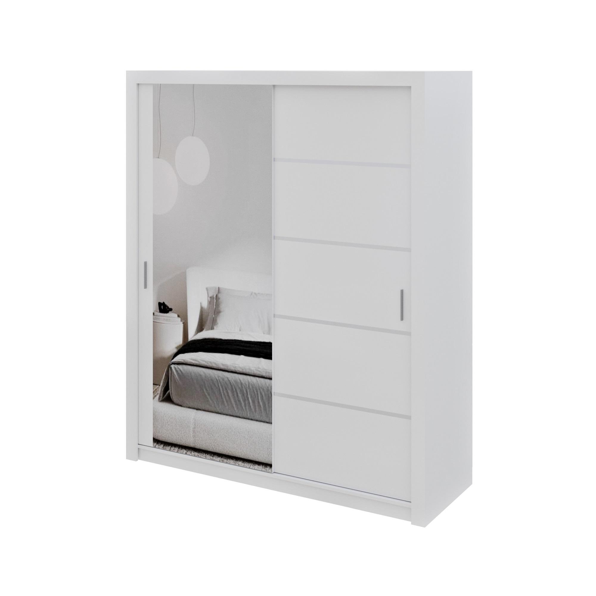 Шкаф-купе двухдверный MEBLIBUD LYON с зеркалом 180х62х216 см Белый (29304/6)