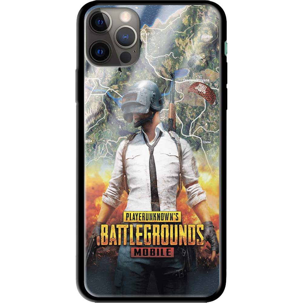 Чехол Boxface iPhone 12 Pro Max PUBG Mobile Черный силикон со стеклом (41085-up2309-41128)