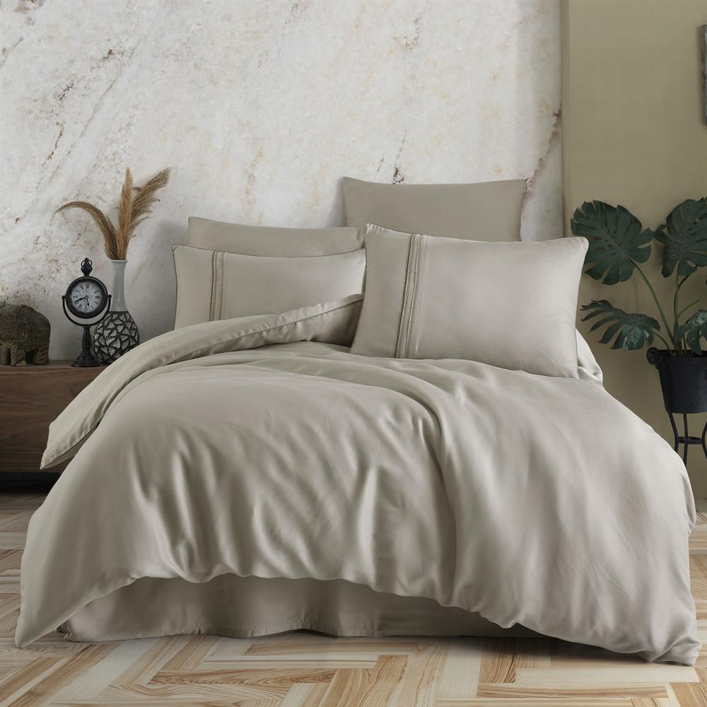 Комплект постільної білизни Hobby Silk-Modal 200х220/50x70 см 4 шт. Бежевий