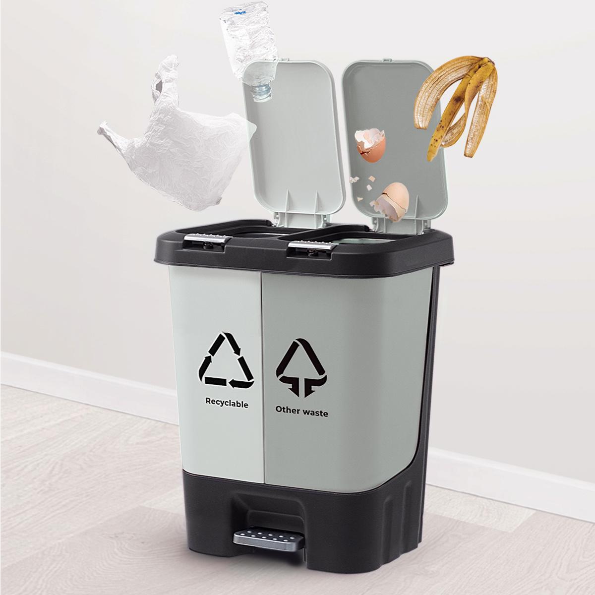 Відро для сміття сортувальне МВМ MY HOME BIN-05 з кришкою 10/10 л Сірий (608364) - фото 3